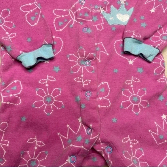 Pekkle Footed Onesie Pajamas Pink, Blue,  & White Crown Size 3 Months - Picture 6 of 16